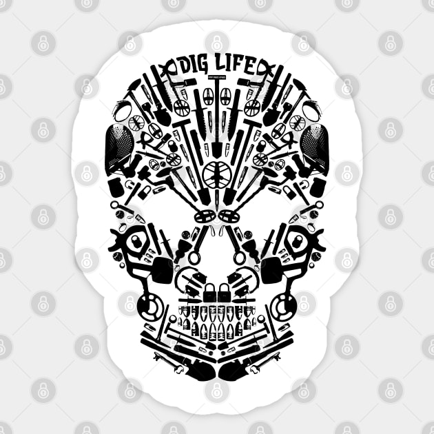 Metal Detecting - METAL SKULL - Dig Life Sticker by Windy Digger Metal Detecting Store